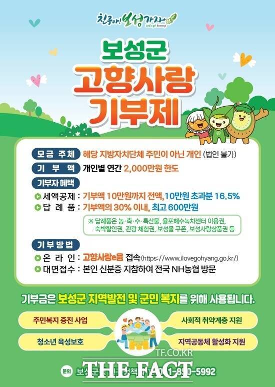 보성군은 2025년 고향사랑기부제 답례품 공급업체를 오는 3월 5일까지 공개 모집한다. /보성군