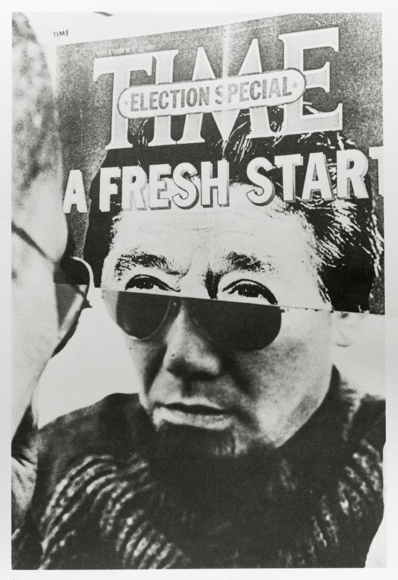 곽덕준의 대표작 중 하나인 ‘대통령과 곽’ 시리즈에 속한 작품인 ‘레이건Ⅱ와 곽’(1985). [사진 황인]