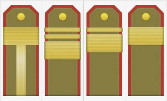 왼쪽부터 특무상사, 상사, 중사, 하사