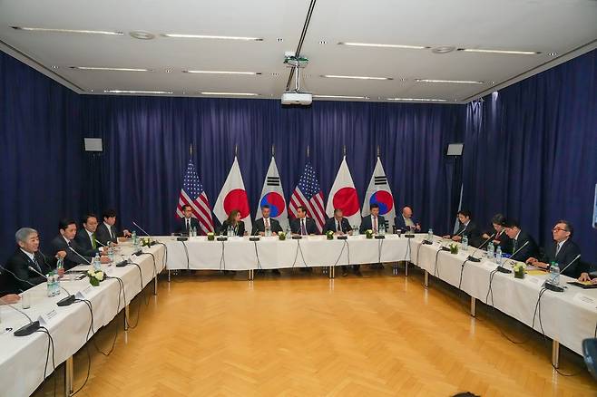한미일 외교장관회의 [외교부 제공]