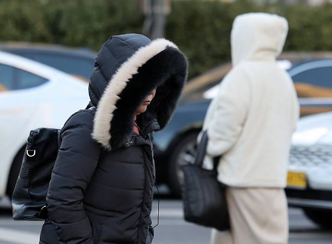 비가 내리고 싹이 튼다는 절기상 우수인 18일 내륙 대부분의 아침기온이 영하권의 강추위를 보이고 있다. 전국 아침 기온이 다시 영하권으로 떨어진 17일 오전 서울  광화문네거리에서 두꺼운 옷을 입은 시민들이 이동하는 모습. /사진=뉴시스