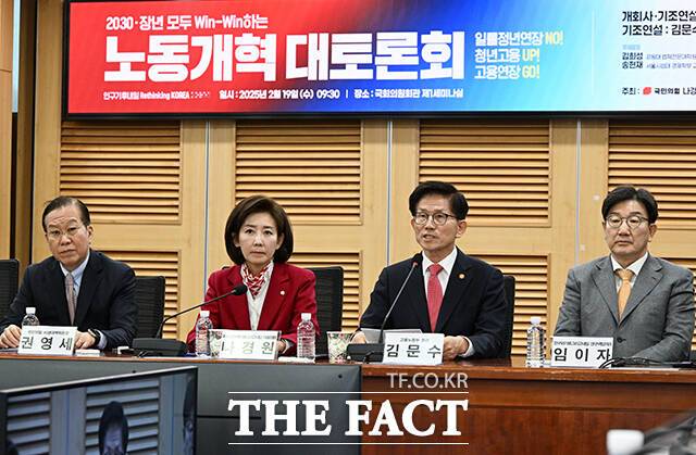 기조연설 하는 김문수 고용노동부 장관(왼쪽 세번째).