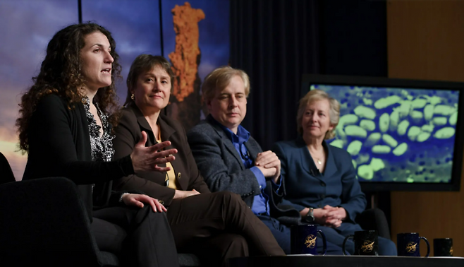 2010년 NASA는 비소 박테리아 발견을 두고 “외계생명체 발견 가능성이 커졌다”며 기자회견까지 열어 대대적으로 홍보했다. 회견장에는 박사후연구원으로 실험을 주도한 울프사이먼도 나왔는데(맨 왼쪽) 반짝스타가 된 뒤 역풍을 맞아 학계에서 퇴출됐다. 그 뒤 다른 일을 하며 생계를 유지하다 최근에야 작은 프로젝트의 연구비를 확보해 재기를 노리고 있다. NASA 제공