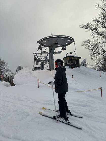 Monica disembarks from the chairlift. [RAMONA PARK]