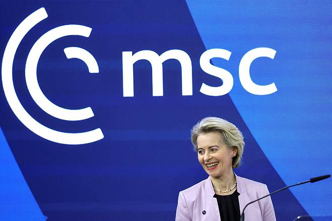 유럽 국가들은 미국과 기본 가치는 공유하지만, 구체적인 무역 정책에서는 다른 길을 갈 전망이다. 사진은 지난 2월 14일 뮌헨안보회의에 참석한 우르줄라 폰 데어 라이엔 유럽집행위원장./로이터