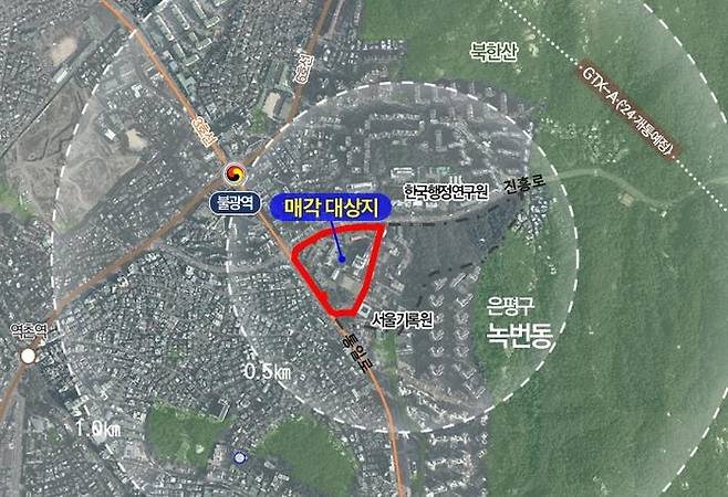 옛 국립보건원 부지 위치도(은평구 녹번동 7, 불광동 613-4번지) 자료=서울시 제공