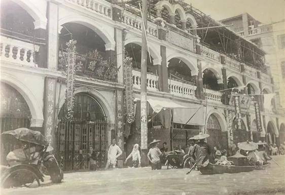 ▲1915년의 홍수로 물에 잠긴 광저우 시내의 모습 ⓒ사진 윤세병