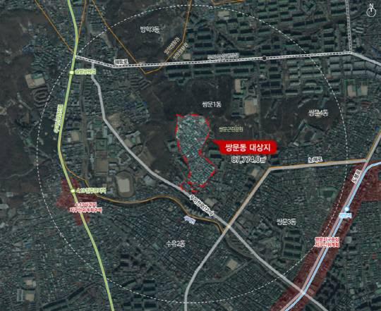 서울시 도봉구 쌍문동 460 일원 모아타운 위치도. [서울시 제공]