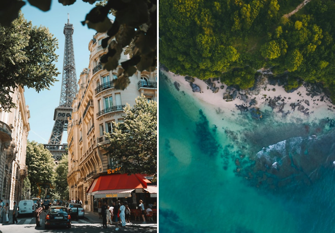 (좌) 파리 (우) 발리 / 사진=pexels