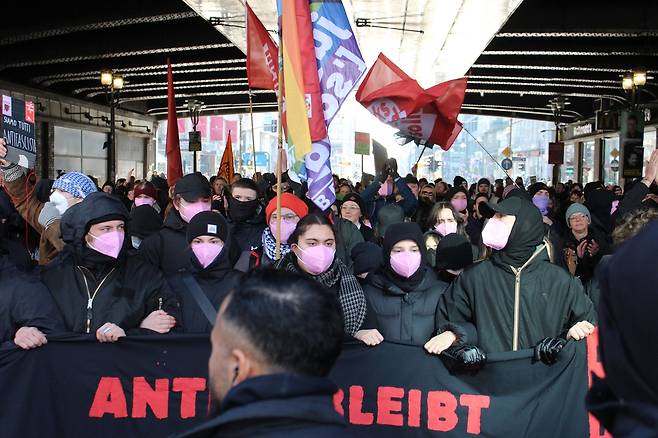 안티파 시위대 [촬영 김계연]