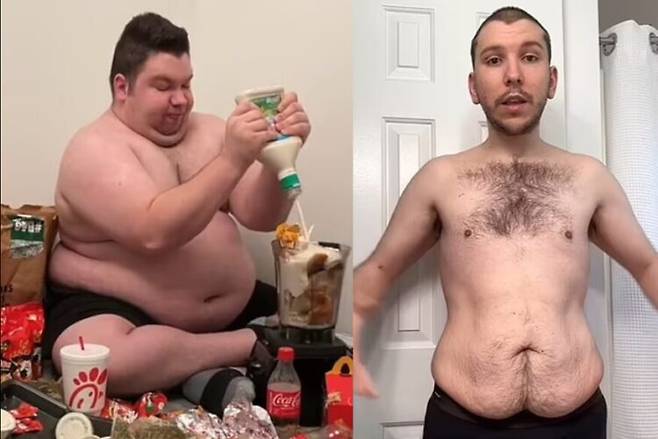 체중 감량 전과 후 [사진=Nikocado Avocado 유튜브]