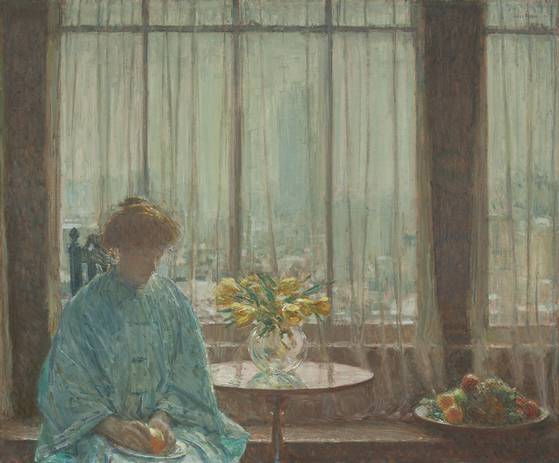 "The Breakfast Room, Winter Morning, New York" (1911) by Childe Hassam [WORCESTER ART MUSEUM]