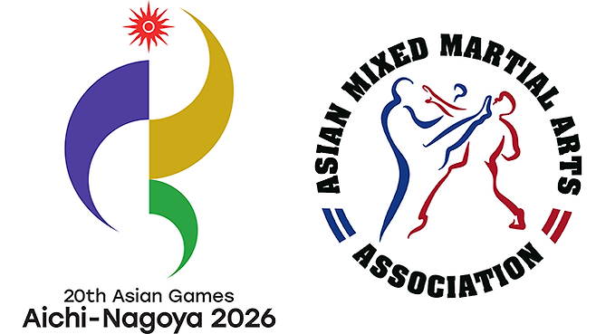 2026년 제20회 일본 아치이-나고야 하계아시안게임(왼쪽), 아시아종합격투기협회 로고