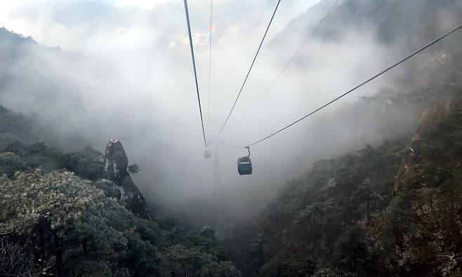 안휘성 천주산 케이블카.
