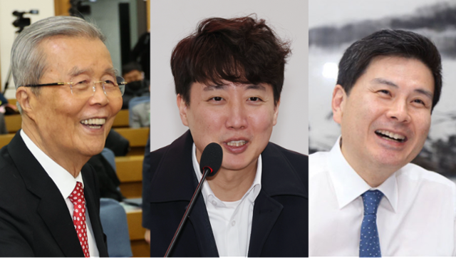 김종인(왼쪽 사진부터) 전 국민의힘 비상대책위원장·이준석 전 국민의힘 대표·지상욱 전 여의도연구원장. 연합뉴스·뉴스1·지 전 원장 페이스북