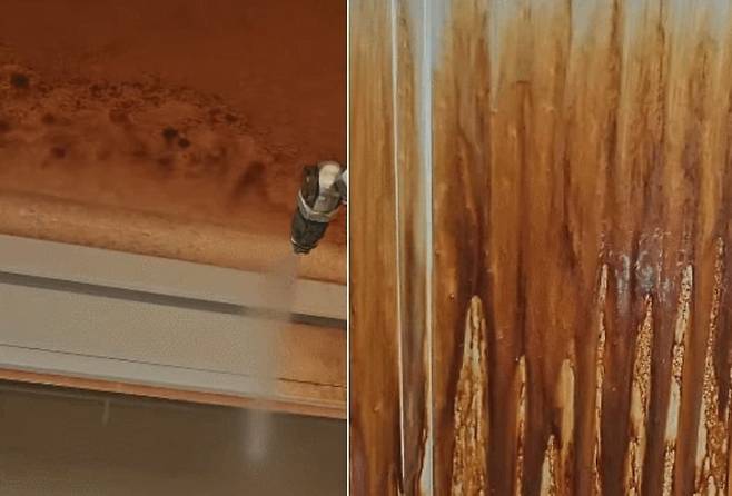 오랜 시간 실내흡연을 한 아파트 내부에 찌든 때를 청소업체가 벗겨내고 있다. /인스타그램 @malggeum_clean