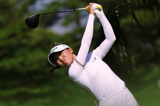 리디아 고가 2일 싱가포르 센토사 골프클럽 탄종코스에서 열린 LPGA 투어 HSBC 위민스 월드 챔피언십 4라운드 경기 중 티샷을 하고 있다./AP 연합뉴스