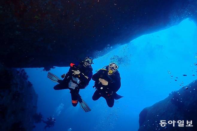 엘리펀트 헤드락 포인트의 해중 동굴과 계곡 탐험.