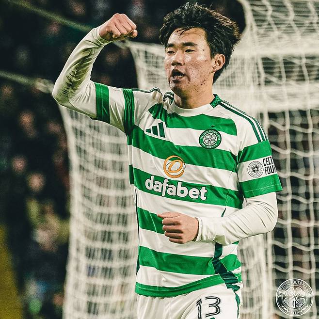 셀틱 양현준이 9일 열린 레이스 로버스와의 스코티시컵 5라운드에서 1골 2도움을 올리며 맹활약했다. 득점 후 환호하는 양현준의 모습. 사진=셀틱 SNS