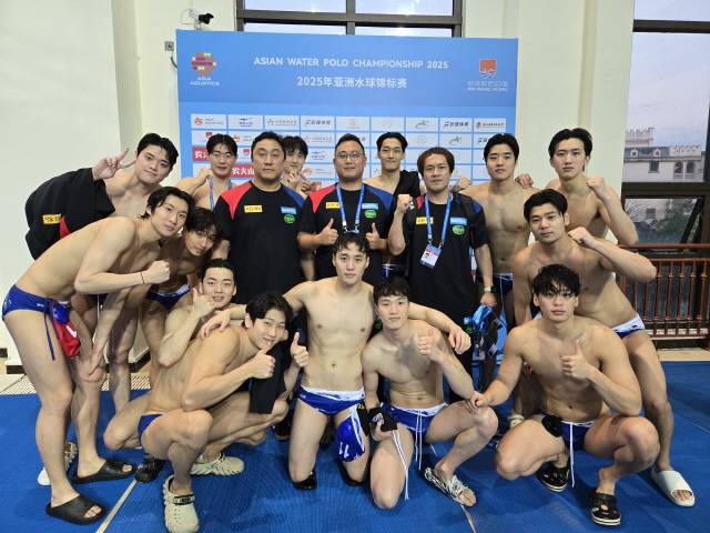 ▲ 남자 수구 대표팀은 지난 2일(현지시간) 중국에서 열린 2025 아시아수구선수권대회 5~6위 순위 결정전에서 싱가포르에 19대11로 이기며 최종 5위를 기록했다.  대한수영연맹 제공