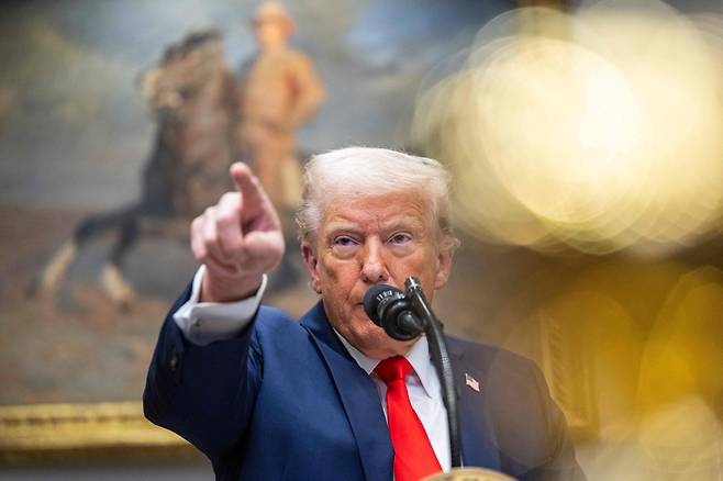 도널드 트럼프 미국 대통령이 지난 3일(현지시간) 미 백악관에서 이야기하고 있다. [AFP]