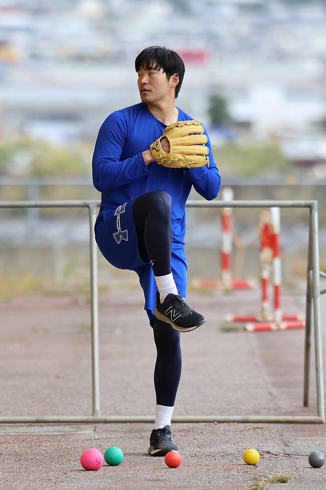 삼성 백정현이 일본 오키나와 스프링캠프에서 훈련하고 있다. 사진 | 삼성 라이온즈