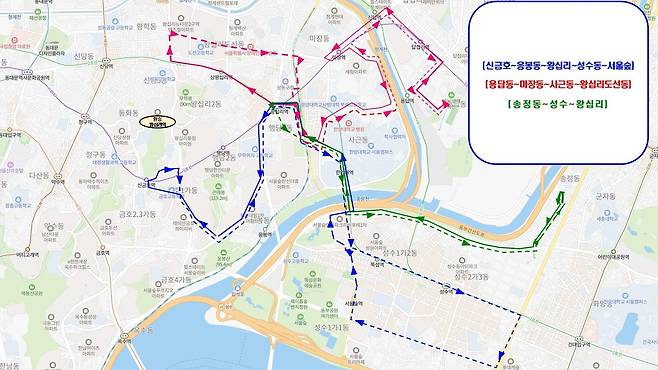 '성공버스' 노선도 [성동구 제공. 재판매 및 DB 금지]
