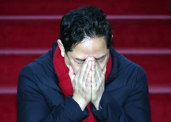 6일 오전 국회에서 단식농성중인 박수영 국민의힘 의원. 김경호 선임기자 jijae@hani.co.kr