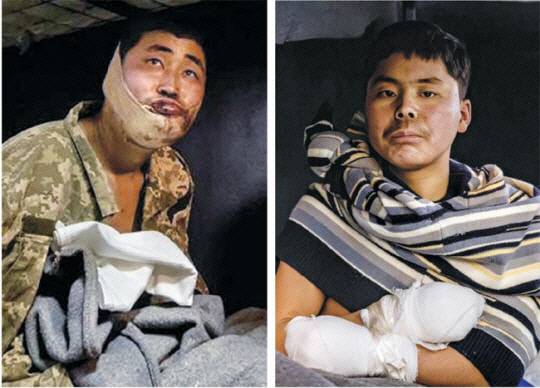 우크라이나군에 생포된 북한군 포로들. 뉴시스