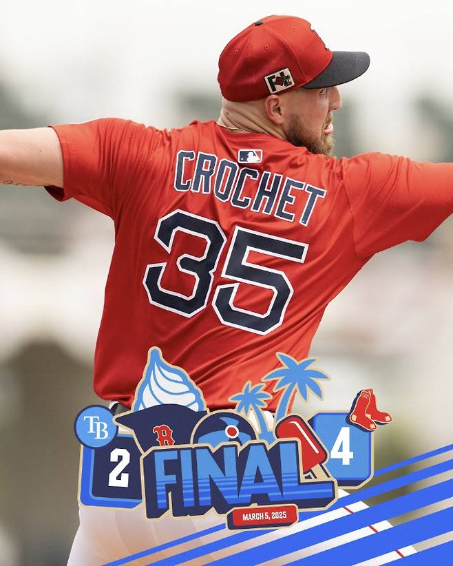 보스턴 레드삭스 개럿 크로셰가 지난 6일(한국시각) 탬파베이 레이스전에서 4대2 승리를 이끌었다. 사진=보스턴 레드삭스 구단 X 계정