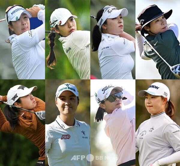 2025년 미국여자프로골프(LPGA) 투어 블루베이 LPGA에 출전한 김아림, 이미향, 윤이나, 이소미, 오스턴 김, 이민지, 임진희 프로, 다케다 리오. 사진제공=ⓒAFPBBNews = News1