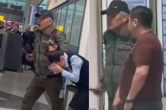 카자흐스탄에서 인질극을 벌인 흉기 난동범을 맨손으로 제압한 50대 남성이 대통령 훈장을 받았다. 당시 현장 상황. [사진=엑스(옛 트위터)]