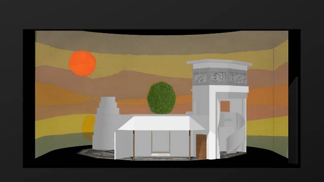 피에르 요바노비치가 디자인한 무대 스케치. 국립오페라단