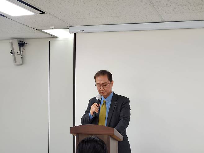 서원주 국민연금공단 기금운용본부장(CIO·최고투자책임자)이 11일 서울 서대문구 충정로에 위치한 국민연금공단 서울북부지역본부에서 열린 기자간담회에서 모두발언을 하고 있다./사진=백지현 기자