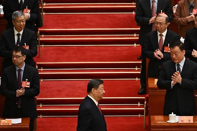 시진핑 중국 국가주석이 10일 베이징 인민대회당에서 열린 중국인민정치협상회의 폐막식에 참석하고 있다. AFP