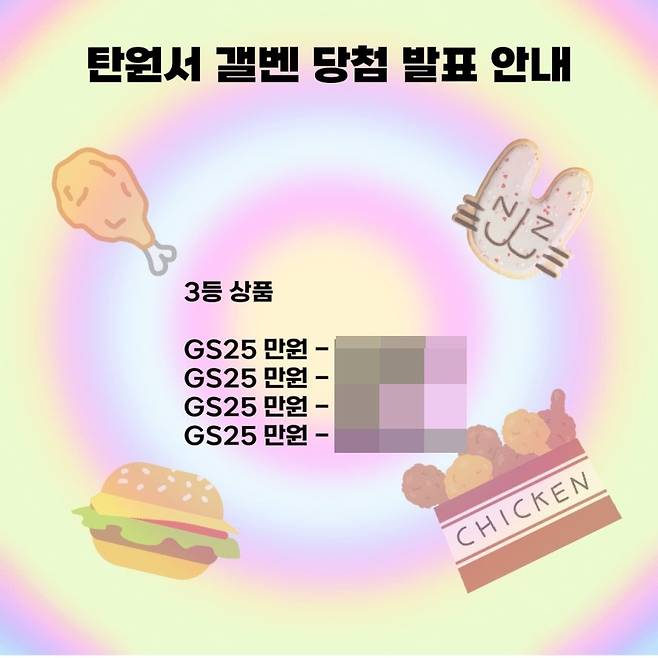 ‘탄원서 인증 경품 이벤트’ 결과 일부. 사진|연예 커뮤니티 캡처