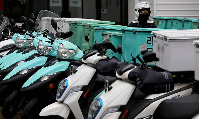 배달의민족 오토바이들. 연합뉴스