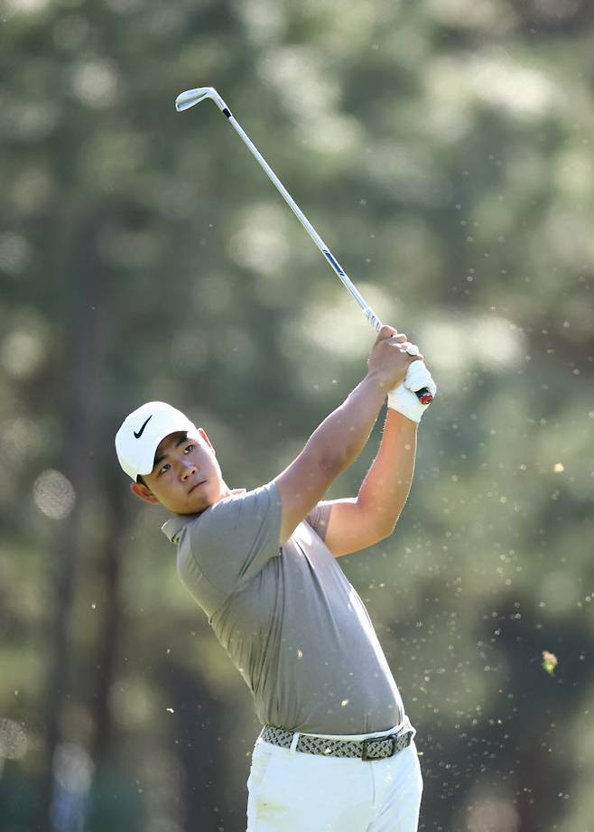 김주형이 10번홀에서 온 그린을 시도하고 있다. (사진=AFPBBNews)