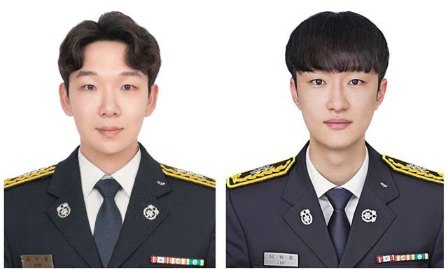 ▲왼쪽부터 소방교 윤인섭, 소방사 이혁종 ⓒ일산소방서