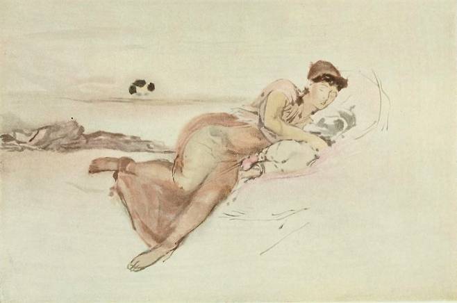 제임스 휘슬러, 장미와 분홍, 어머니의 낮잠, 1875년경