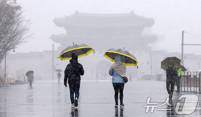 눈이 내리고 있는 서울 광화문 전경./사진=뉴스1