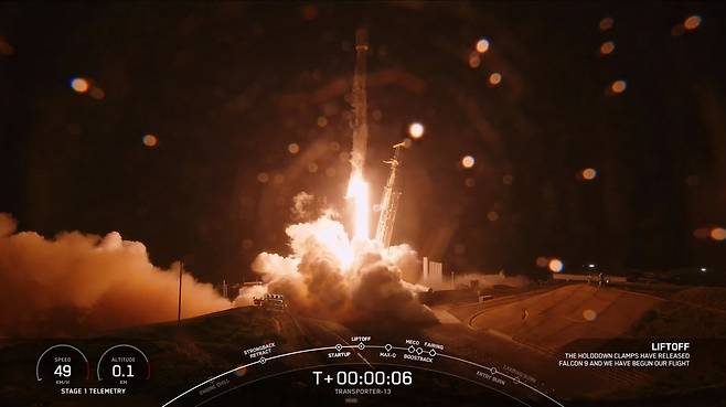 진주샛-1B가 발사되는 모습 [경남 진주시 제공. 재판매 및 DB 금지]