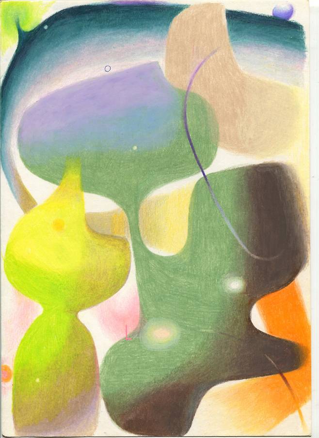 성낙희, Portamento 37 2025 color pencil, oil pastel, pen on paper 29.7X21cm (눈 컨템포러리 제공)