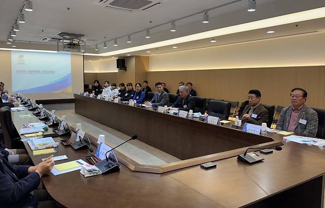 인천시체육회와 간담회를 진행중인 유승민 체육회장. 사진 | 대한체육회