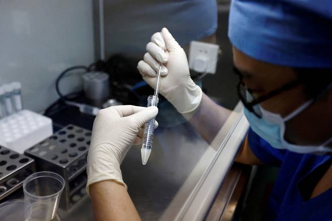 상업적 복제가 합법인 중국에서 반려동물 복제가 유행 중이다. 사진은 2023년 4월6일 중국 베이징 한 병원에서 의사가 배아 표본을 축출하는 모습. 해당 기사와 상관없음. /사진=로이터