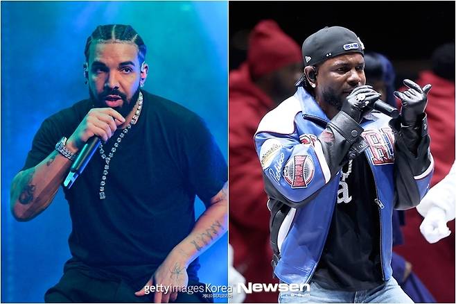 사진=왼쪽부터 드레이크, 켄드릭 라마/게티이미지코리아 제공