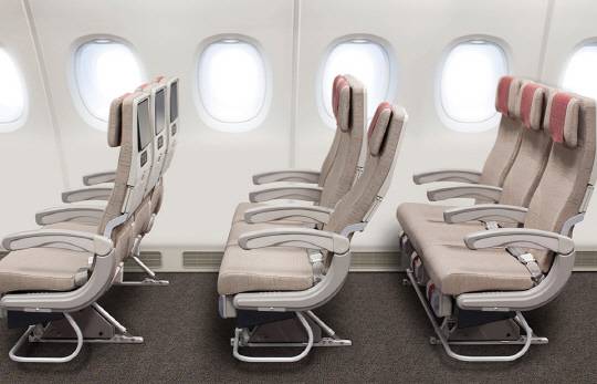 아시아나항공 A380 이코노미 좌석 모습. 아시아나항공