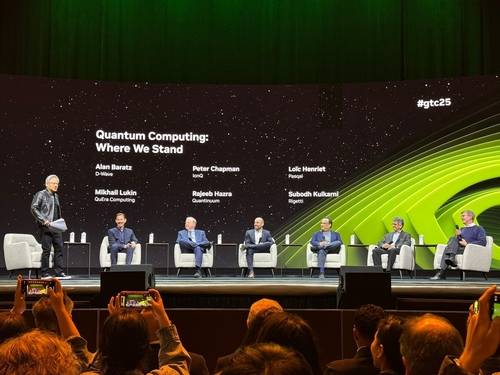 엔비디아 '퀀텀 데이' (새너제이[미 캘리포니아주]=연합뉴스) 김태종 특파원 = 젠슨 황 엔비디아 최고경영자(CEO)가 20일(현지시간) 미 캘리포니아주 새너제이에서 양자 컴퓨팅 기업 리더들과 업계 현황과 미래에 대해 이야기를 주고받고 있다. taejong75@yna.co.kr 2025. 3. 21.