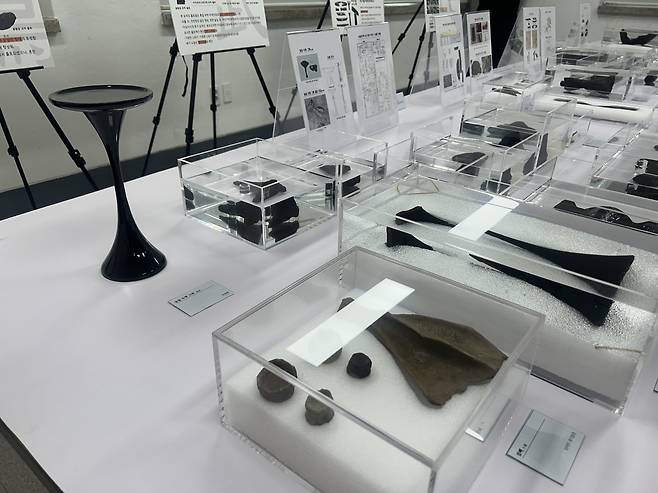 김해 봉황동 유적에서 출토된 칠기 유물      (창원=연합뉴스) 김예나 기자 = 24일 경남 창원 국립가야문화유산연구소에서 공개된 김해 봉황동 유적 출토 유물 모습. 왼쪽 상단은 목이 긴 옻칠 굽다리 접시를 재현한 것. 2025.3.24
    yes@yna.co.kr