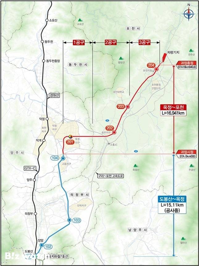 옥정~포천 광역철도 노선도/자료=국토교통부